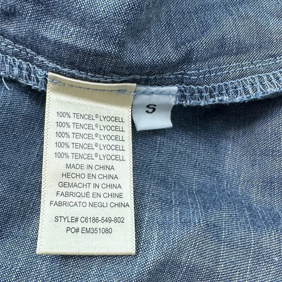 Anthropologie By Cloth & Stone Denim Blue Chambray Jumpsuit with Wide-Leg Design - Picture 13 of 13